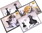Smukke, dekorative bordskånere med billeder af katte, 4 stykker i sæt