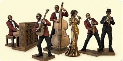 PYNTETING. Bronze figurer af musikere til hjemmet dekoration