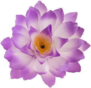 Kunstig lotus stilk med tre hvid/lilla blomster