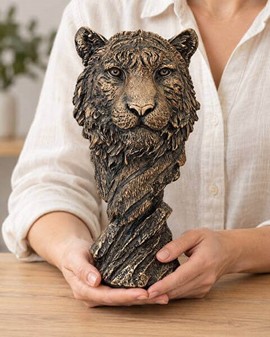 Bronze buste af tiger. Eksklusiv stuepynt og kontordekoration