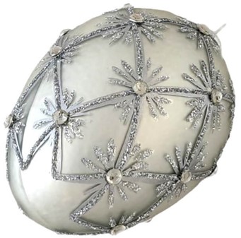 Udsøgte Fabergé-stil glasægpynt. ægformede julekugle i sølv. H 9 cm