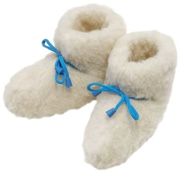 BABY ULD HJEMMESKO BILLIG. Varme hvide rulamssutsko baby. Kun 89 kr