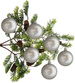 Plast julekugler i seks farver at vælge imellem, Ø 6 cm, 6 stk i æsken