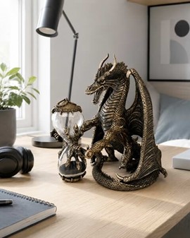TIMEGLAS. Unik Veronese skulptur af dragen med timeglas i hænderne