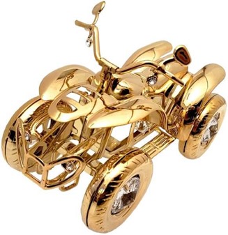 18 ÅRS GAVE. Smuk forgyldt lille quad med ni Swarovski krystaller