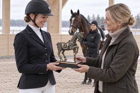 Gave til Rytter. Bronze Hestefigur. Symbol på Styrke, Frihed, Skønhed