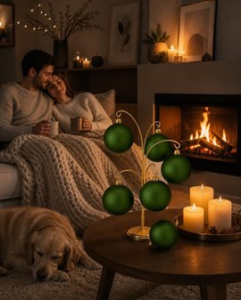 Spektakulær polske glas julekugler i intens grøn mat, Ø 8 cm 6 stk