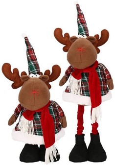 Sjov julepynt. Smuk stort rensdyr figur på teleskopben. H: 50 - 65 cm