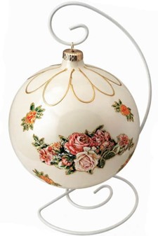 HVIDT JULEPYNT. Eksklusiv stor julekugle i mundblæst glas, Ø 15 cm