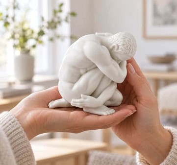 ATLET. Nøgen Mand Porcelæn Figur, der Forener Styrke og Skønhed