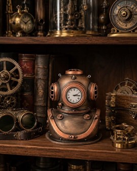 GAVE TIL DYKKER. Unik Veronese figur i form Steampunk dykkerhjelm