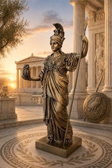 Imponerende Athene Gudinde Figur. Græsk Myndighed til Kontor og Hjem
