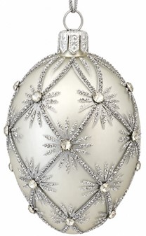 Udsøgte Fabergé-stil glasægpynt. ægformede julekugle i sølv. H 9 cm