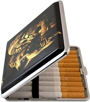 Cigaretetui i metal til 20 stk – Unikt ulv og indianer design