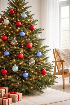 Juleting. Sættet med 6 stykker polske juleglaskugler i kongeblå, Ø 7cm