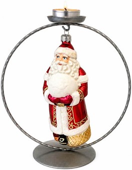 Polske julekugler figurer. Stor figur, julemand i rødt tøj. H: 14,8 cm