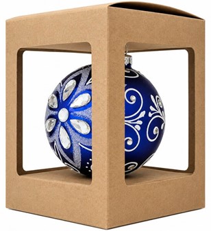 Eksklusive, intens blå julekugler dekoreret med store krystaller