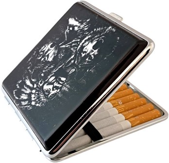 Bedste Cigaretetui til 20 Stk. Billig - Unikt Indianer og Ulv Motiv