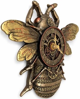 VÆGUR. Unik vægdekoration, steampunk vægur i form af et stort bi