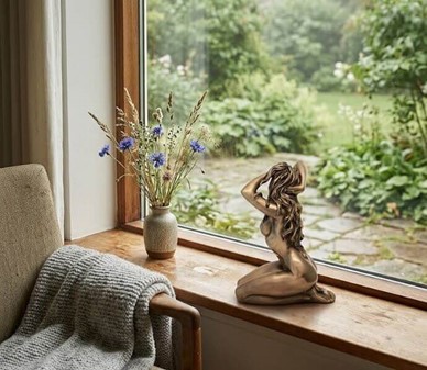 GAVER TIL MANDEN DER IKKE ØNSKER SIG NOGET. Bronze figur nøgen kvinde