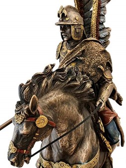 Udsøgt bronze figur af Hussar, polsk kriger på heste. God gave til ham