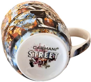 PORCELÆNSKRUS MED GRAFFITI. Krus med Banksy "I will love you forever"