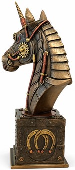 JULEGAVER ONLINE. Spektakulær figur af Steampunk hoved af enhjørning