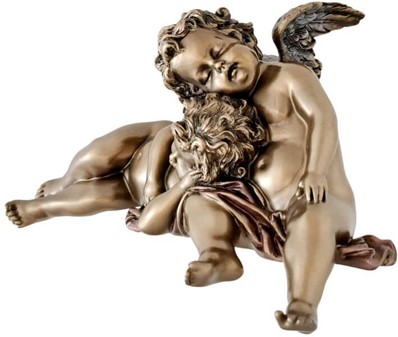 JULEGAVE IDEER TIL HENDE. Smuk bronzefigur af sovende to engle