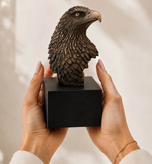 Majestætisk Ørnehoved i Bronze. Dekorativ skulptur med sjæl og styrke
