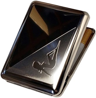 ETUI TIL LANGE CIGARETTER. Metal cigaretetui med kvinde figuren