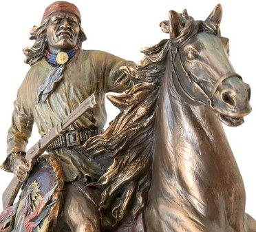 INDIANER FIGUR. Apache på hest, bronze dekoration til hjemmet