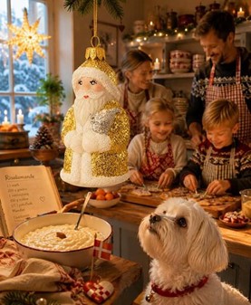 Guld julemand glasfigur (10 cm) | Eksklusiv julepynt i glas