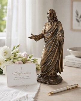 JESUS FIGUR. Katolske, religiøs julegaveide i form Kristus bronzefigur