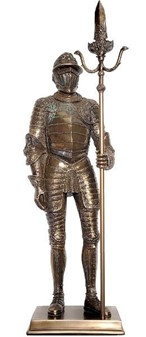 GAVE TIL HAM. Smuk bronze figur af middelalder ridder i rustning