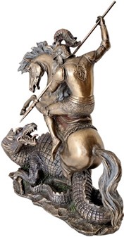Eksklusiv Sankt Jørgen og dragen figur. Styrke, tro og sejr i bronze