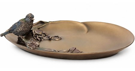Elegant Art Nouveau pyntefad med fugl. Perfekt til stilfuld dekoration
