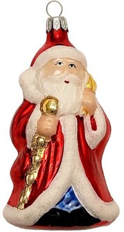 Polsk julepynt online. Glas figur af julemand i rød pels. H 11 cm