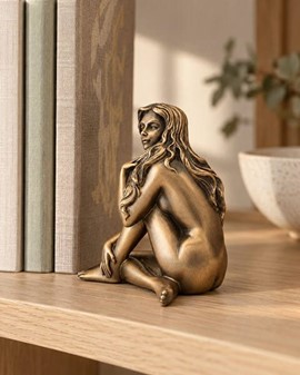 Romantisk bronzefigur. Sensuel kvindeakt i kunstnerisk lille form