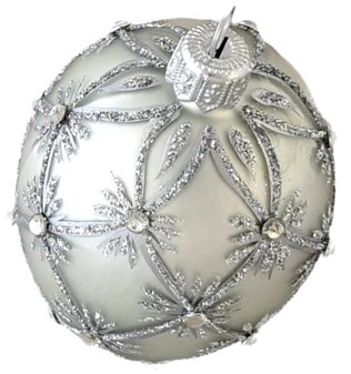Udsøgte Fabergé-stil glasægpynt. ægformede julekugle i sølv. H 9 cm