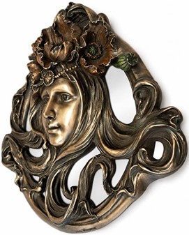 VÆGPYNT. Fantastisk dekorative Art Nouveau spejl med kvindes ansigt