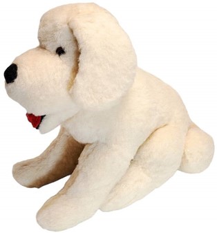 HVID FÅREHUND. En stor maskot lavet af naturlig, økologisk uld