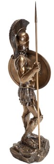 GODE IDEER TIL INDRETNING. Bronze figur af spartanske kriger med spyd