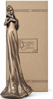 BRYLLUPSFIGURER. Smuk bronze skulptur af brudepige med lilje