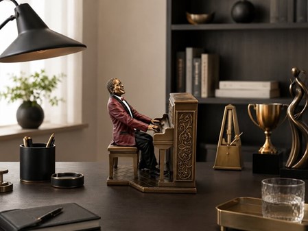 Jazzpianist ved klaveret figur – Den perfekte gave til musikeren