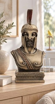 GAVE TIL BEDSTE VEN. Bronze buste af spartansk kriger i korinth hjelm