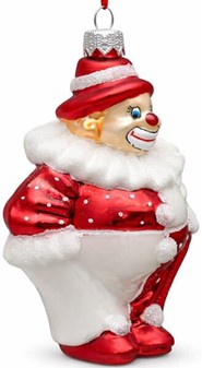 Flot julekugler figur. Stor polsk glas figur af sjov klovn. 12,4 cm