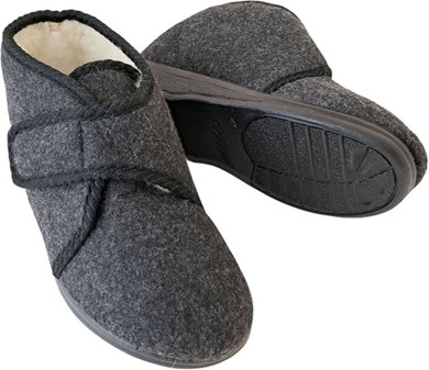 Filt Hjemmesko Herre. Med Velcro og gummisål - til unge og ældre mænd
