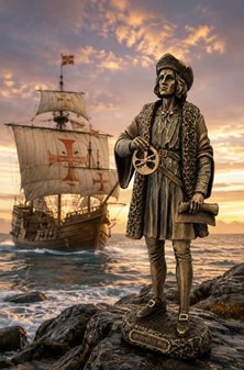 CHRISTOPHER COLUMBUS. Opdageren af Amerika figur. Bolig dekoration