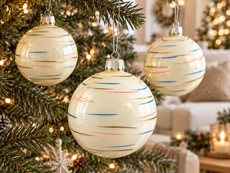 Eksklusive Julekugler Glas: Moderne Design og Håndværk. Ø 8 cm, 6 stk