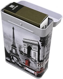 Stilfuldt cigaret etui metal. Sæt med Paris og New York design. 2 stk.